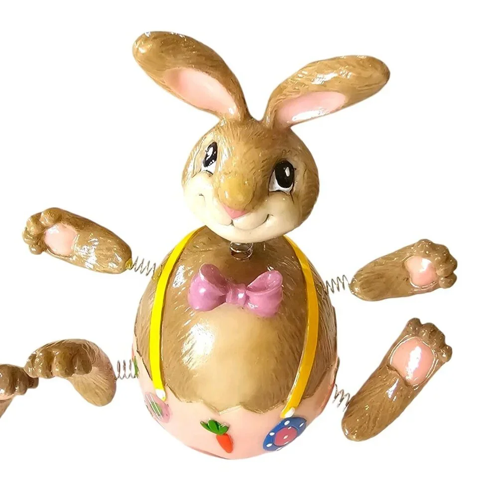 VTG Fitz‎ And Floyd Easter Jiggling Bunny Rabbits Figurines Bubbleheads 2004